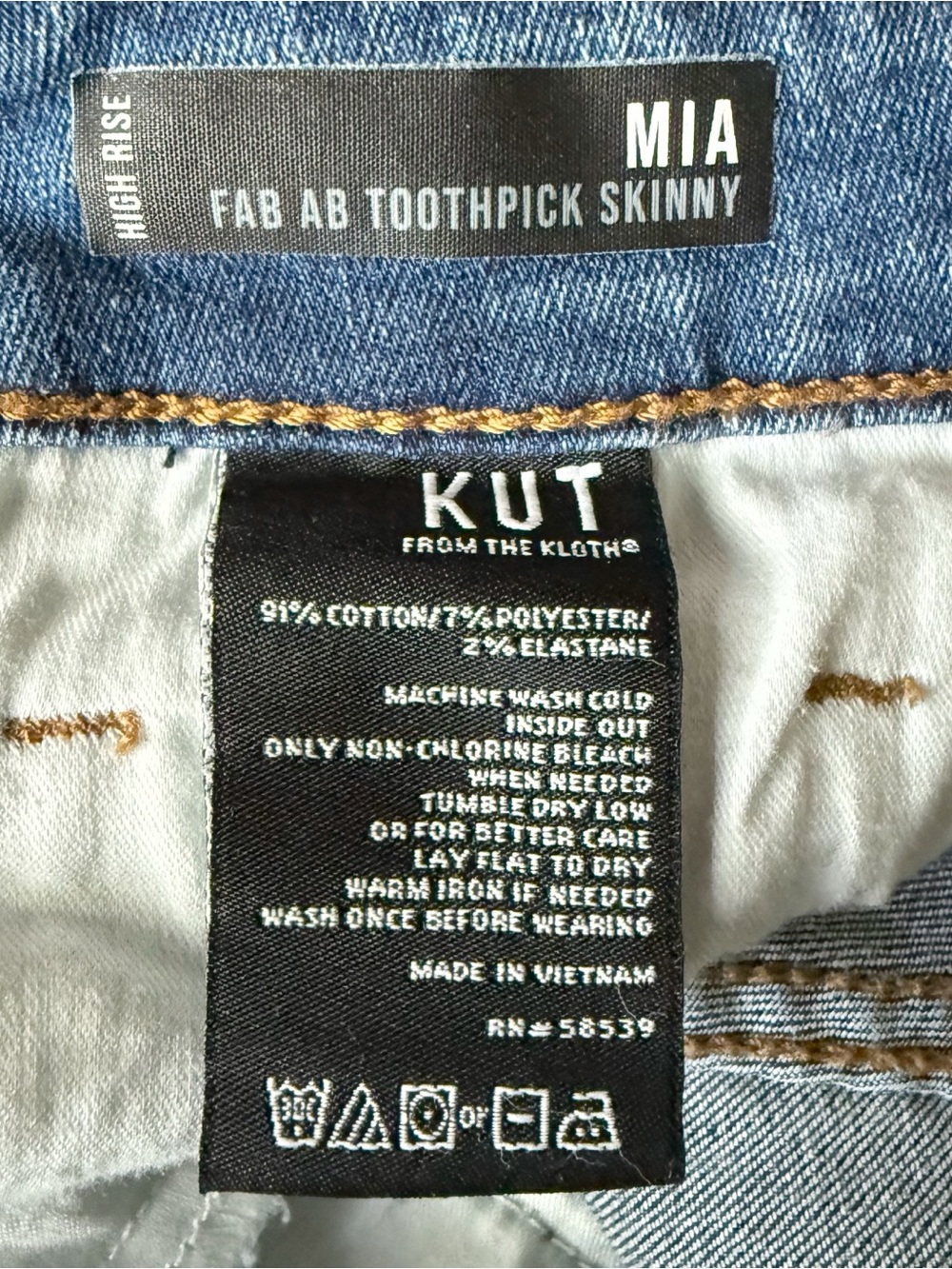 Kut From The Kloth Mia High Rise Fab Ab Toothpick Distressed Skinny Jeans Size 8 - Picture 8 of 8
